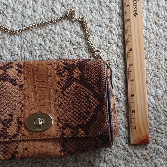 Coach Brown/Beige Python Embossed Leather Mini Ruby Bag - Picture 12 of 12